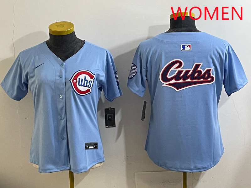 Women 2025 Chicago Cubs blank Blue Game Nike MLB Jersey style 3